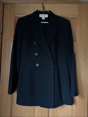 Jones New York Black Double-Breasted Blazer Jacket